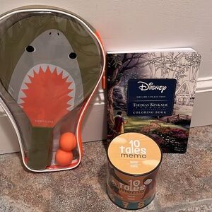 Anthropologie 3 Toys: Coloring Book, Memory Game, and Mini Beach Bats NWT